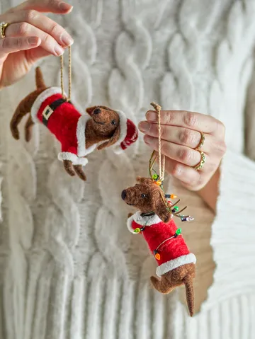 Monty kerstornament - Bruin-rood, 2-delig - Bloomingville