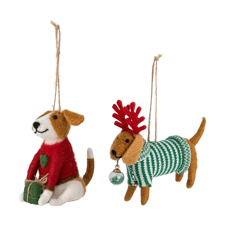 Monty kerstornament - Rood-groen, 2 delen, 12 cm - Bloomingville