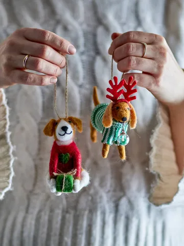Monty kerstornament - Rood-groen, 2 delen, 12 cm - Bloomingville
