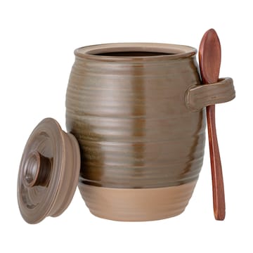 Moss opbergpot met deksel en lepel 14 cm - Groen-bruin - Bloomingville