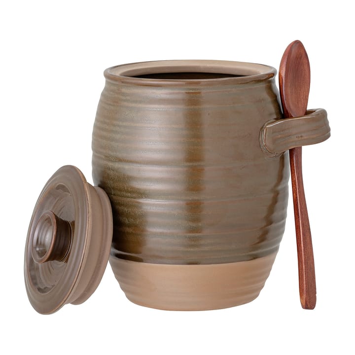 Moss opbergpot met deksel en lepel 14 cm - Groen-bruin - Bloomingville