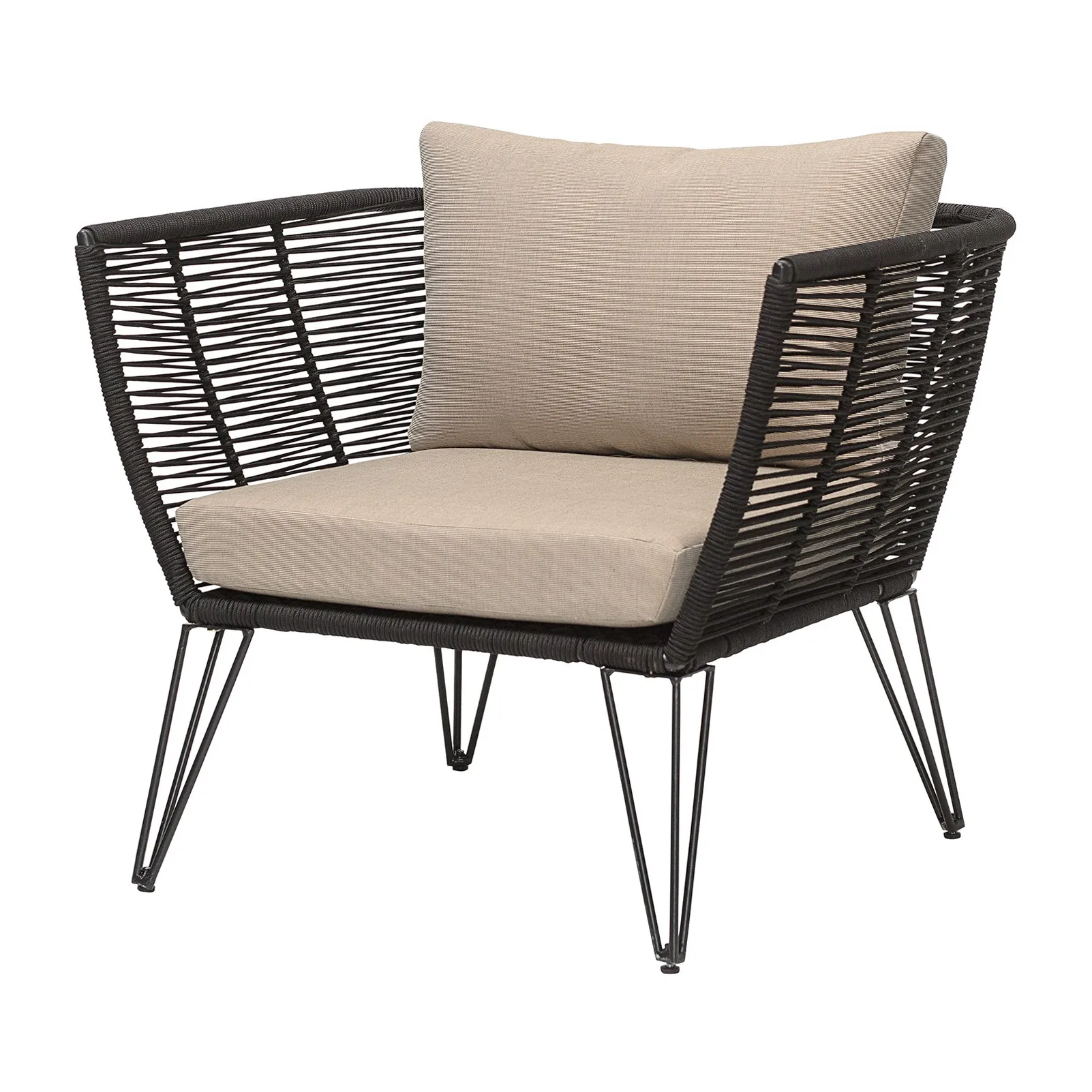 Mundo loungefauteuil, Black-beige Bloomingville