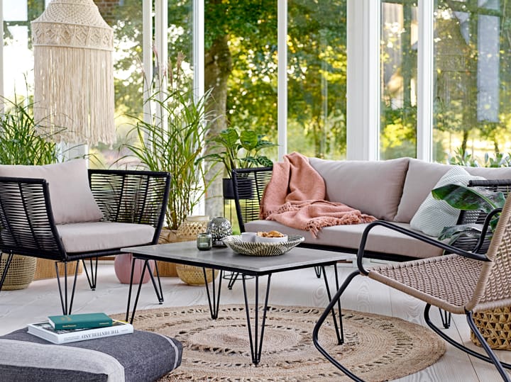 Mundo loungefauteuil, Black-beige Bloomingville