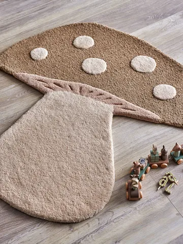 Mushroom vloerkleed - Bruin, wol - Bloomingville