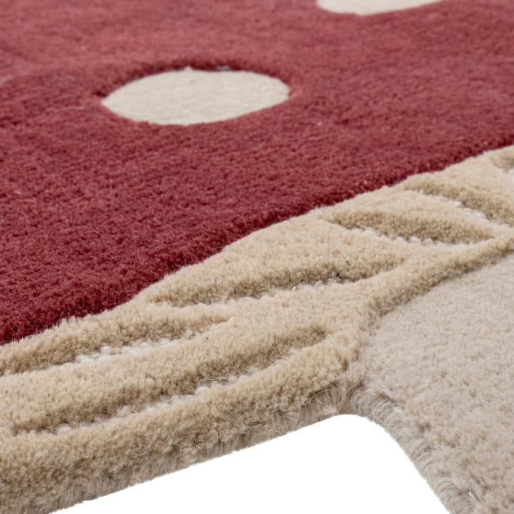 Mushroom wollen tapijt 85x90 cm, Rood-wit Bloomingville