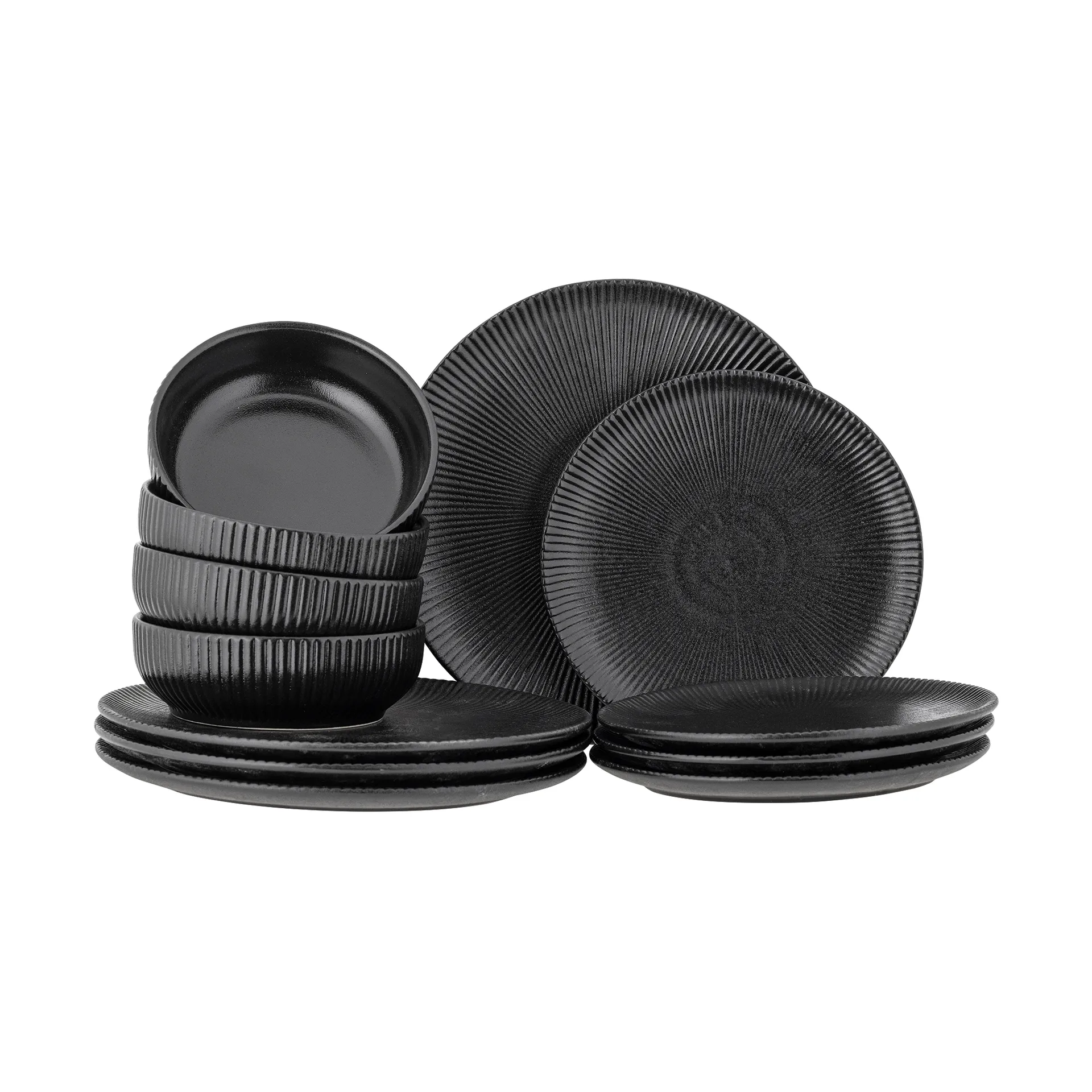 Neri serviesset 12 delen, Zwart Bloomingville