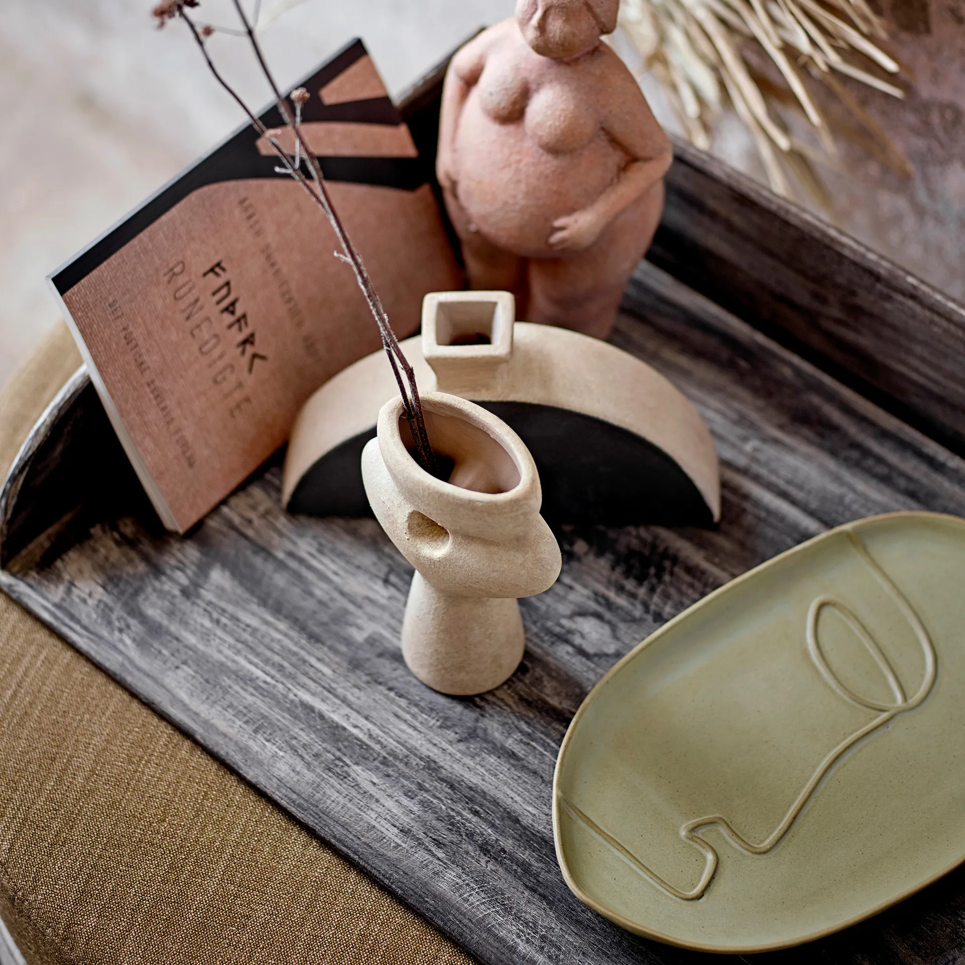 Ngan dienblad 18,5x30 cm, Groen Bloomingville