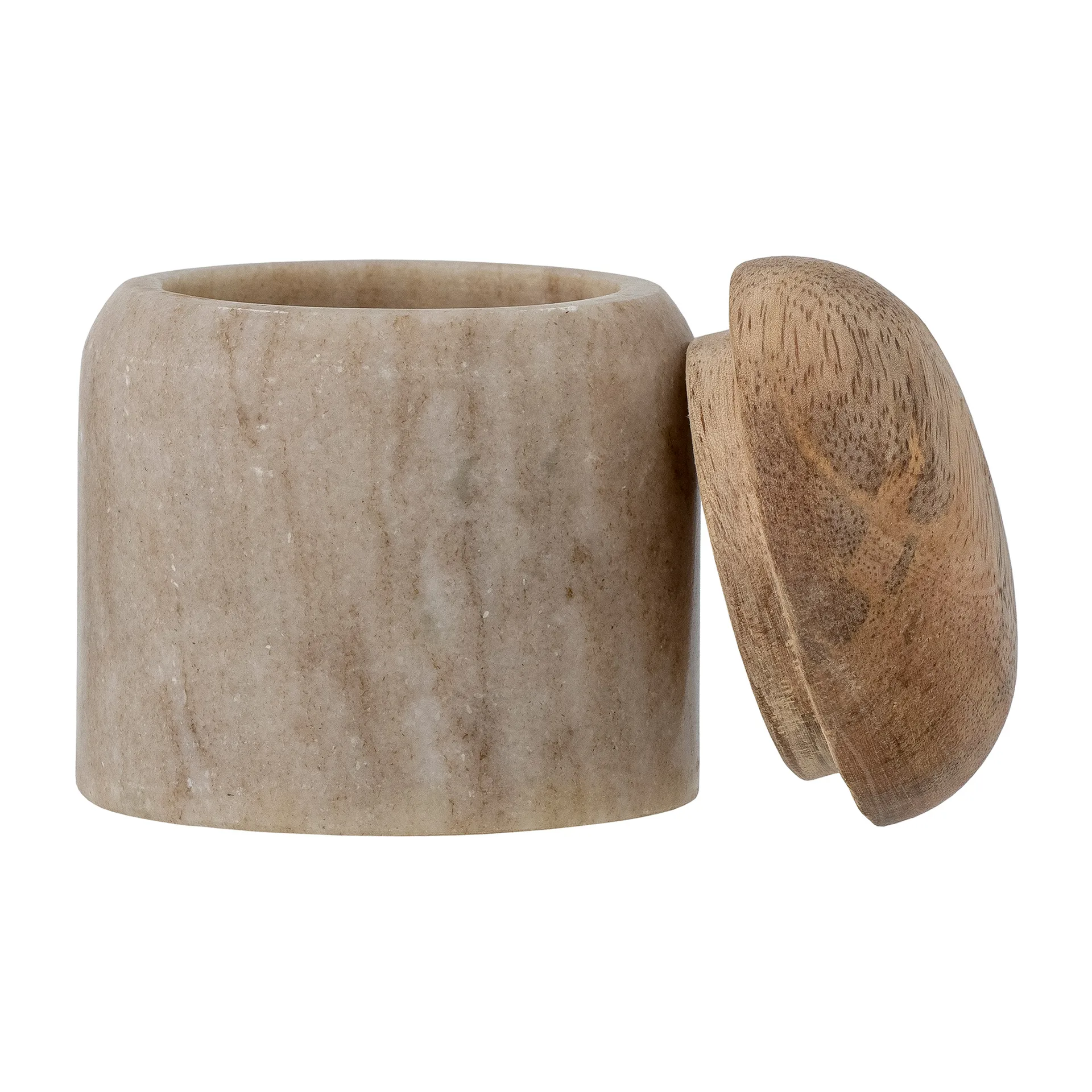 Payana opbergpot met deksel Ø8x8 cm, Marmer-mangohout  Bloomingville