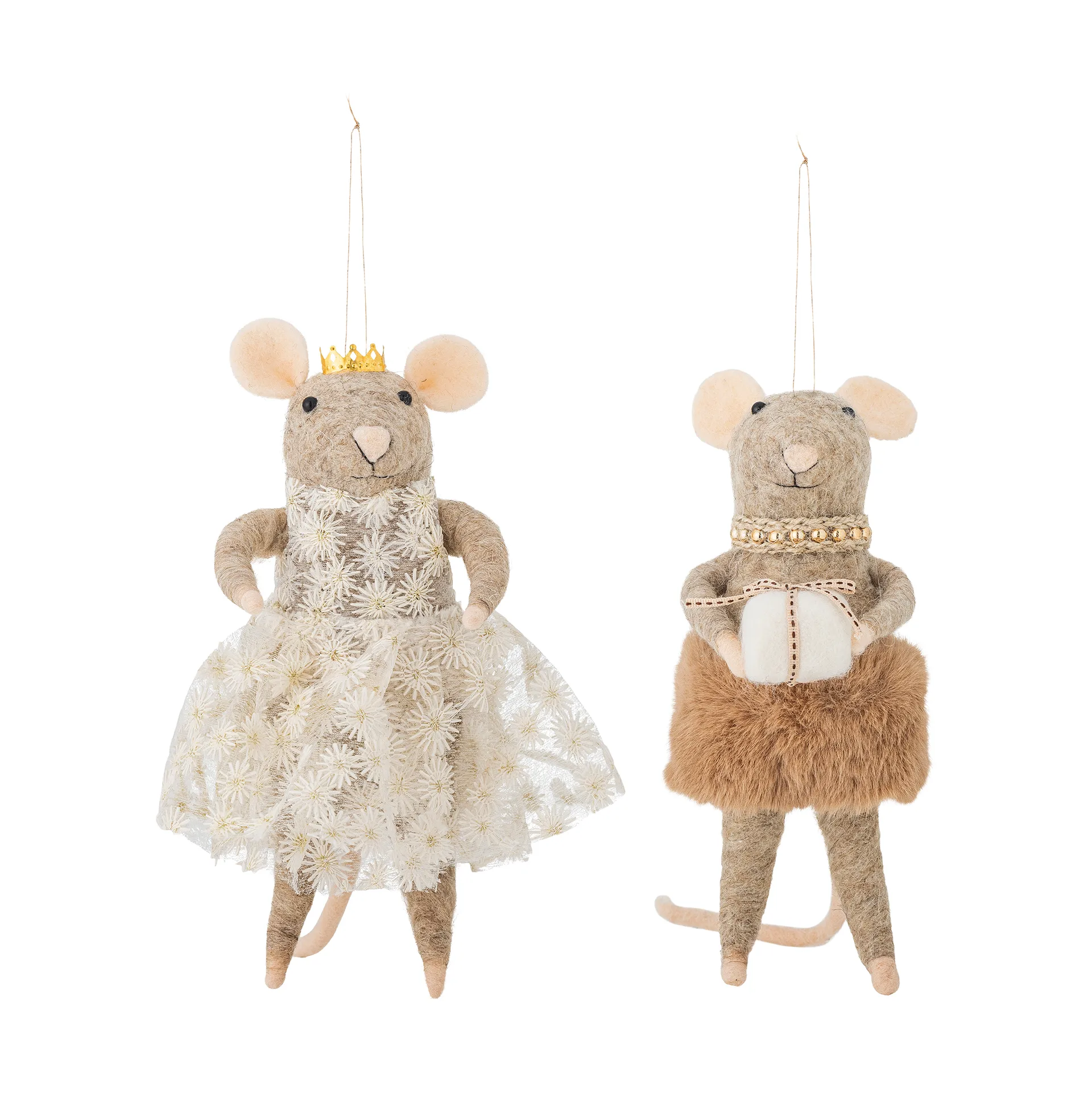 Peo kerstboomhanger wol 2-delig, Bruin, hoog Bloomingville