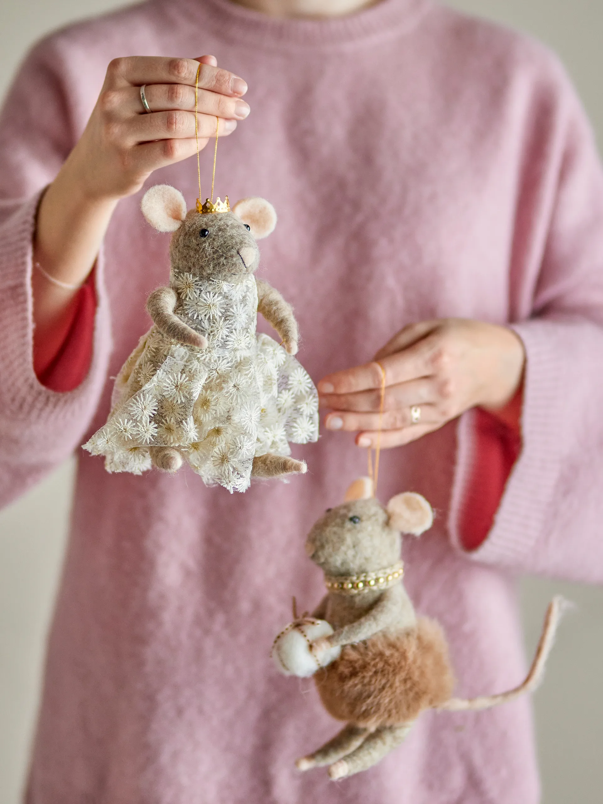 Peo kerstboomhanger wol 2-delig, Bruin, hoog Bloomingville