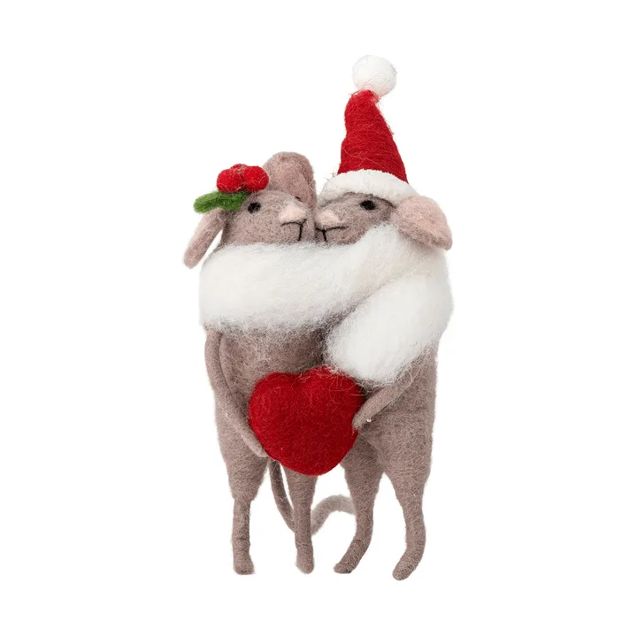 Peo kerstboomhanger wol 2-delig - Bruin-rood, 17 cm - Bloomingville