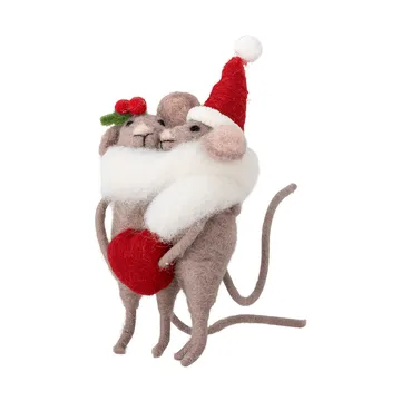 Peo kerstboomhanger wol 2-delig - Bruin-rood, 17 cm - Bloomingville