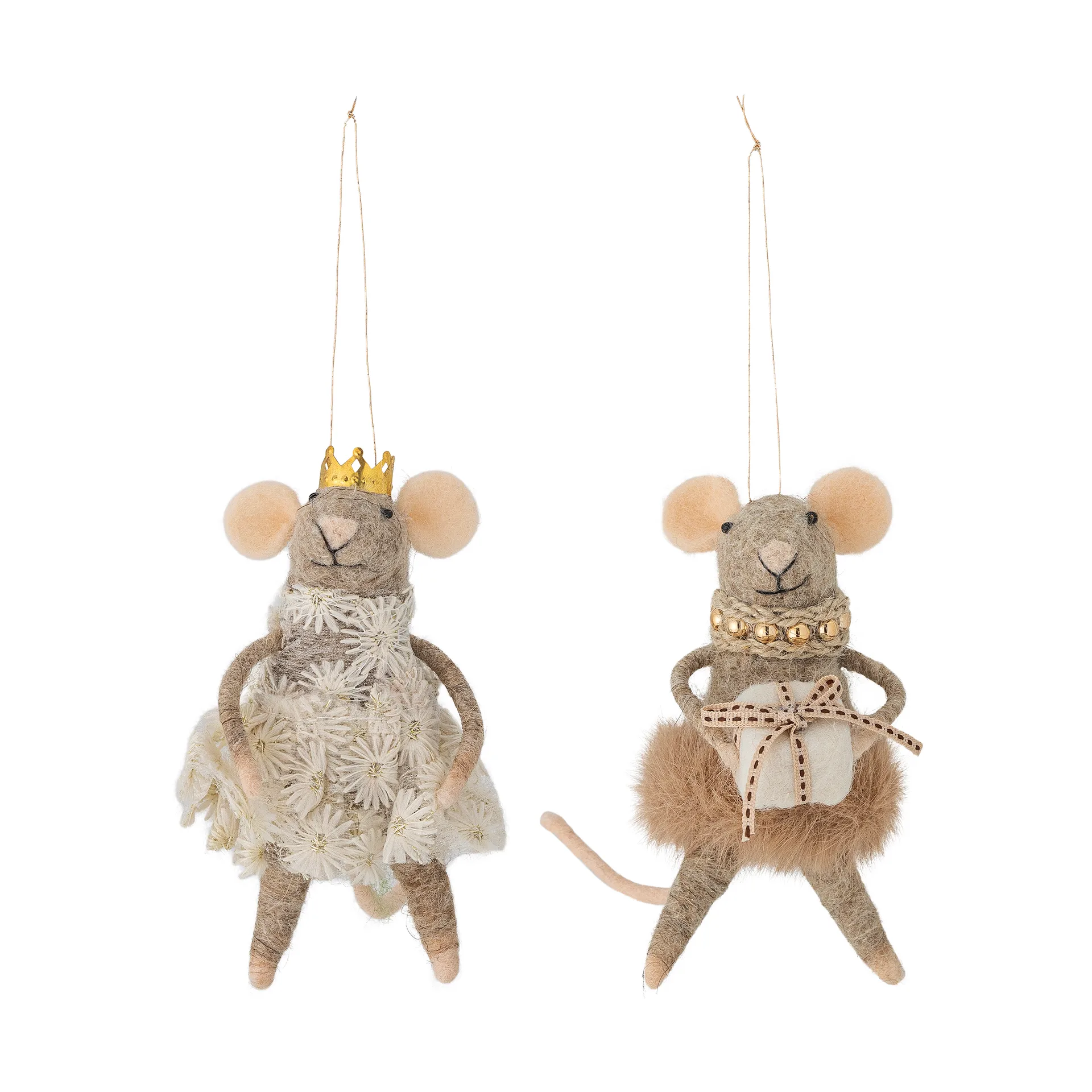 Peo kerstboomhanger wol 2-delig, Bruin Bloomingville