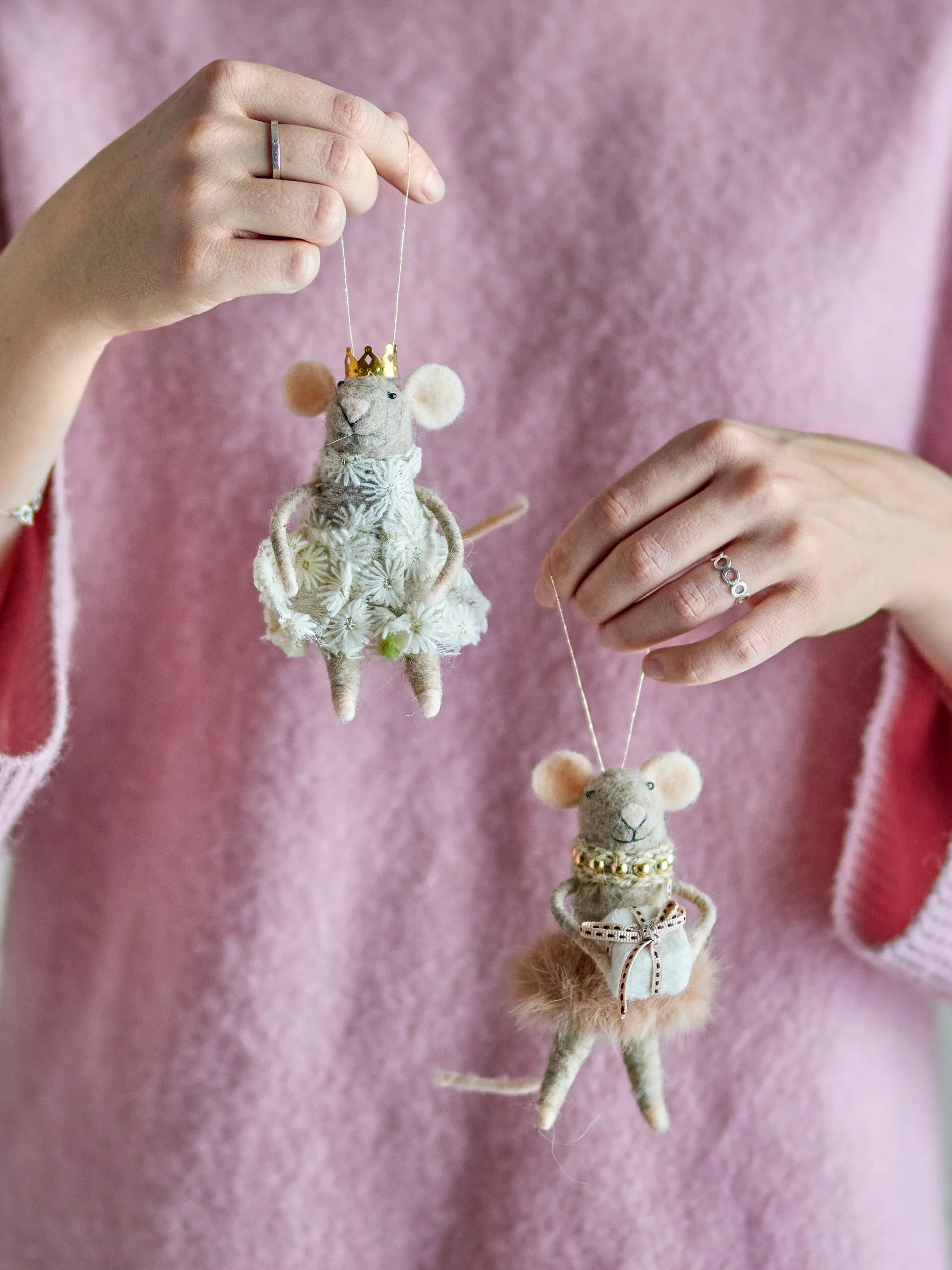 Peo kerstboomhanger wol 2-delig, Bruin Bloomingville