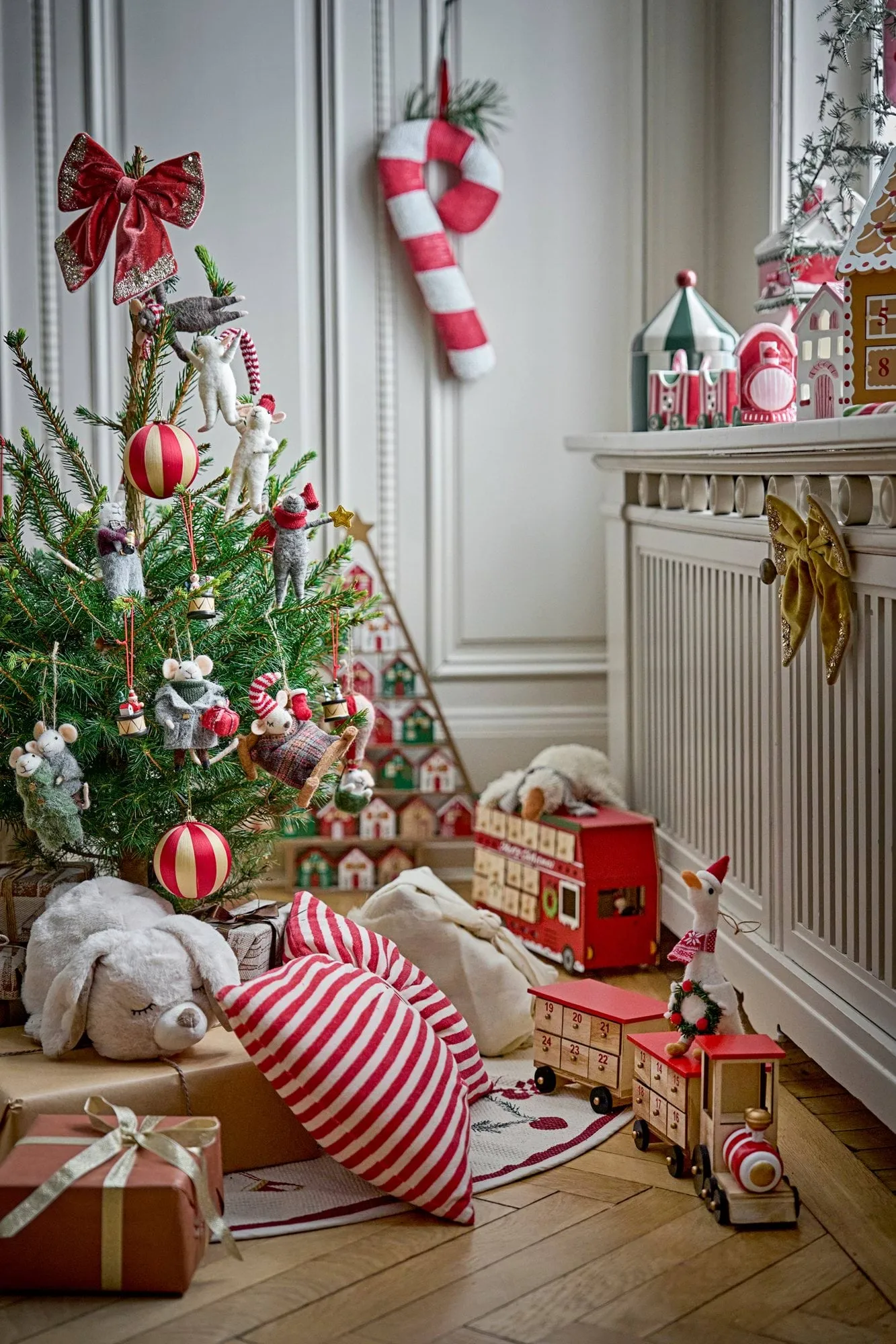 Peo kerstboomhanger wol 2-delig, Groen-grijs, 11 cm Bloomingville