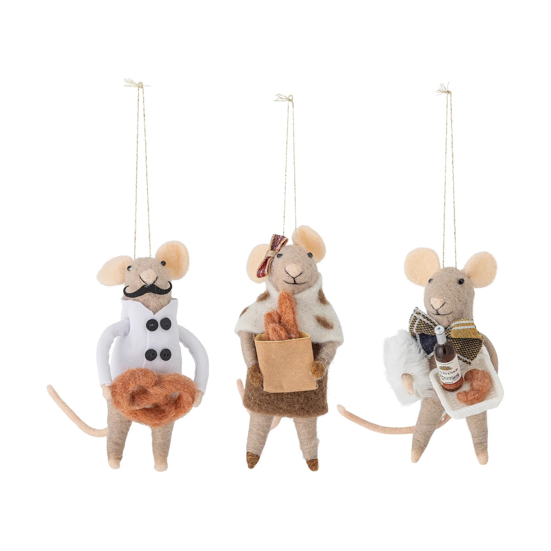 Peo kerstboomhanger wol 3-delig, Natuur Bloomingville