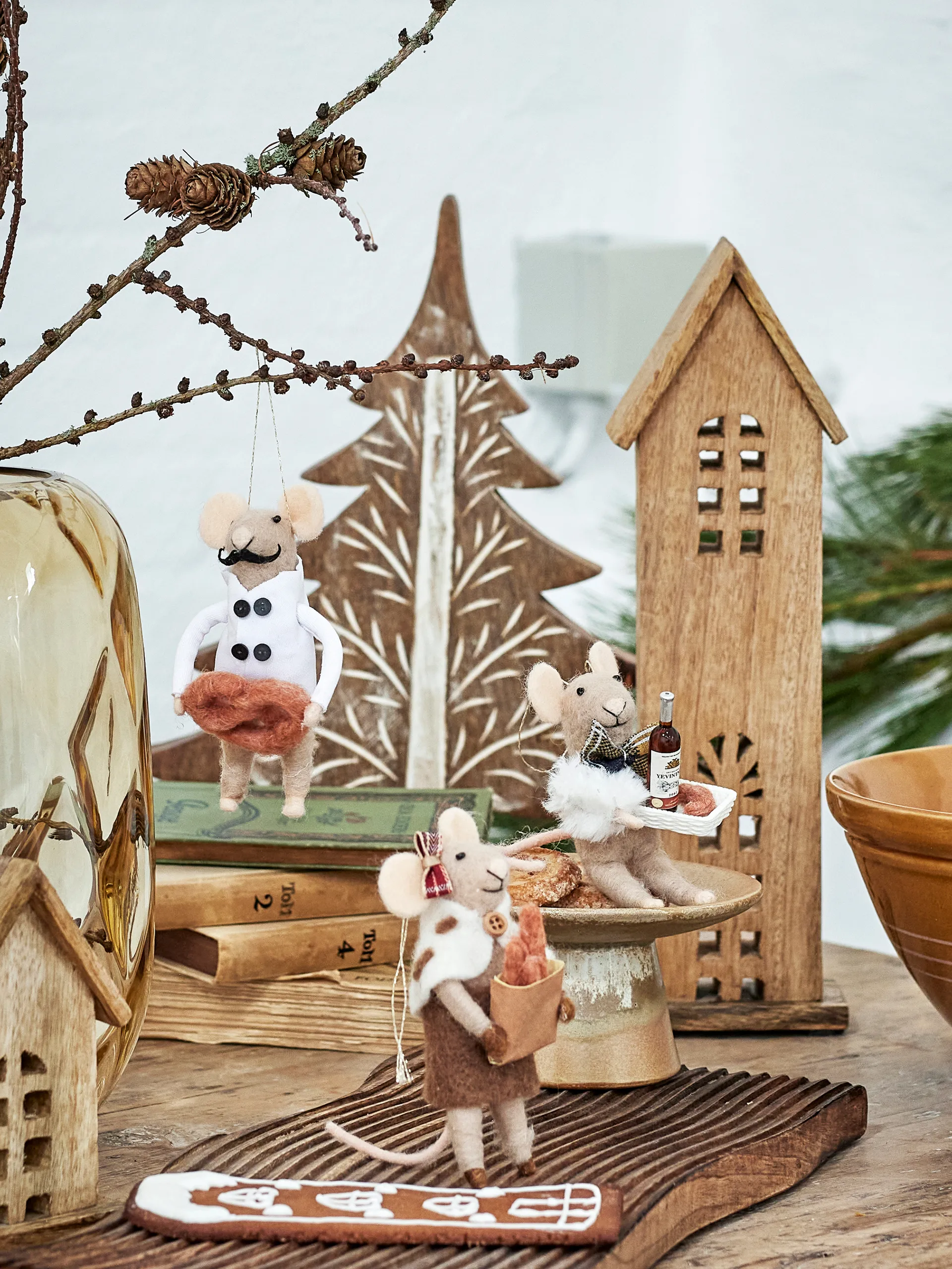 Peo kerstboomhanger wol 3-delig, Natuur Bloomingville