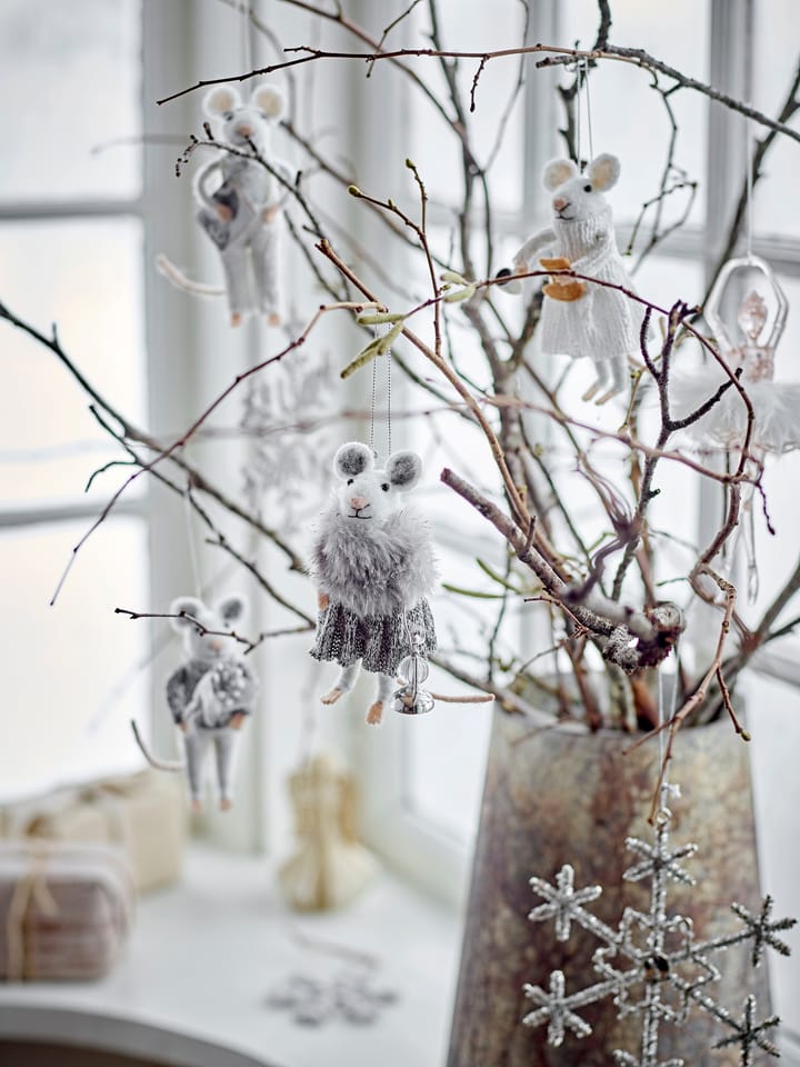 Peo kerstornament muis 2-delig, Wit Bloomingville