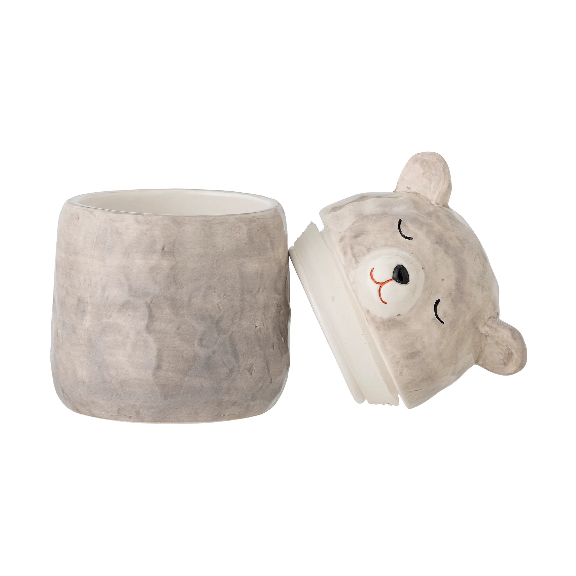 Puk pot met deksel Ø10 cm, Grijs Bloomingville