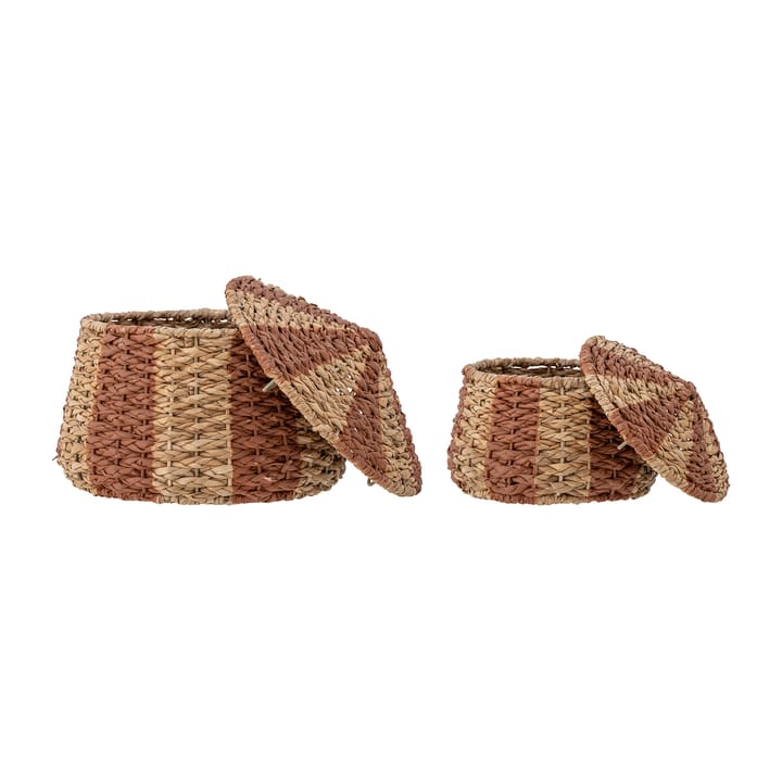 Ruddi mand met deksel set van 2, Natuur-rood Bloomingville