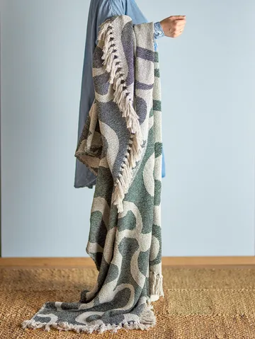 Salobre plaid katoen 160x130 cm - Zwart - Bloomingville