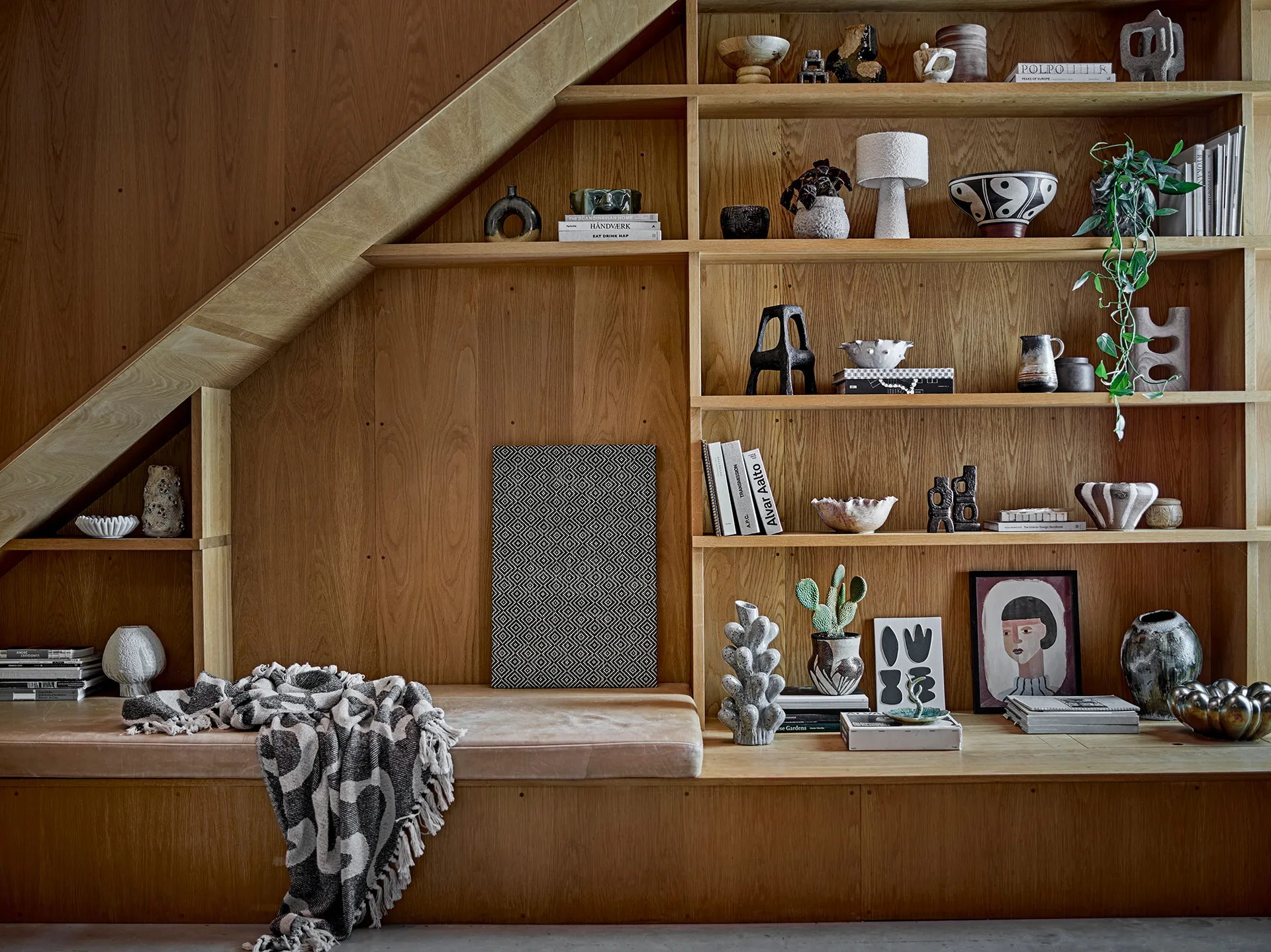 Salobre plaid katoen 160x130 cm, Zwart Bloomingville