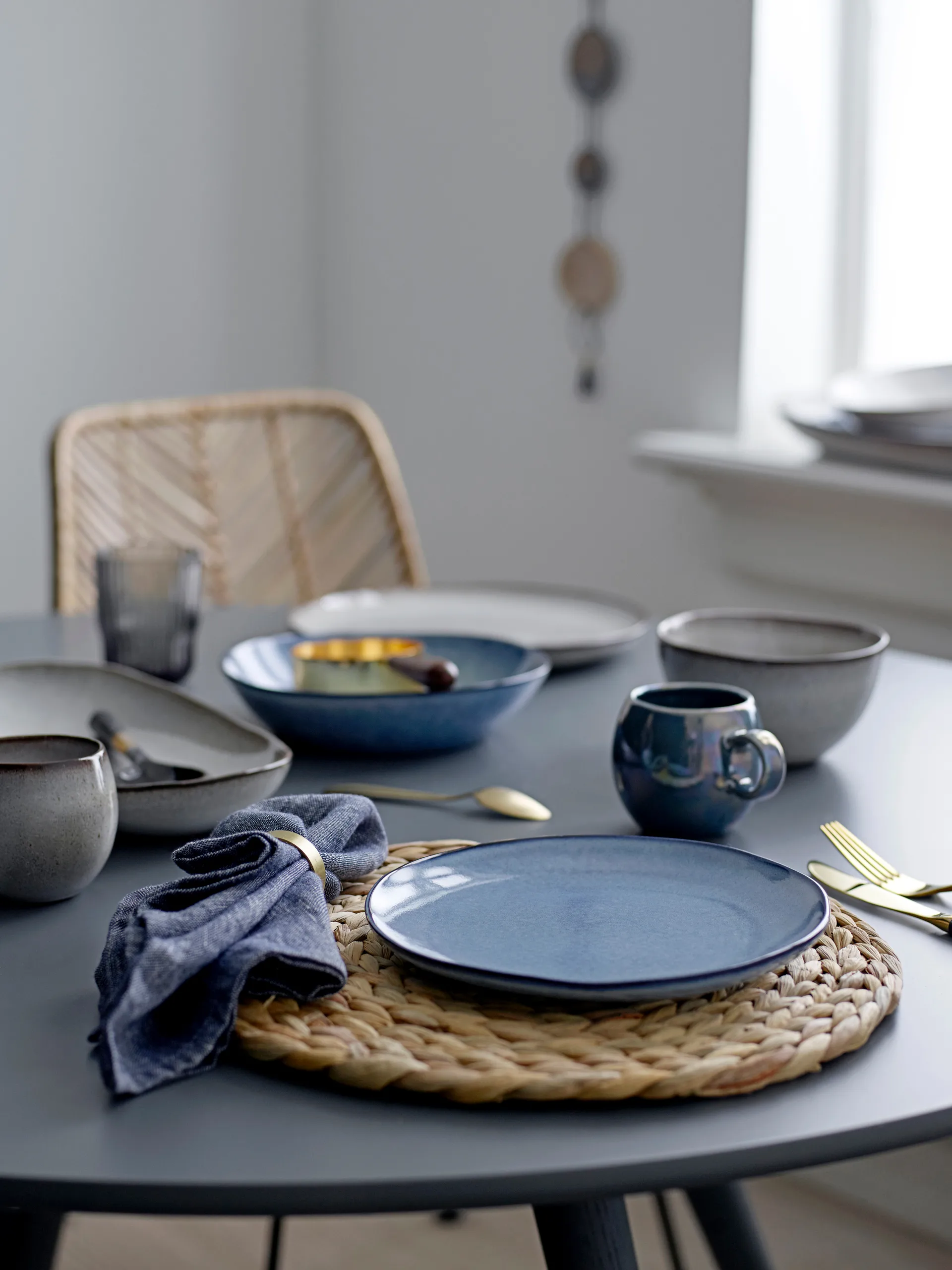 Sandrine servies 12-delig, Blauw Bloomingville