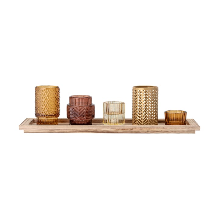 Sanga decoratieplateau met waxinelichtjeshouders 6-delig - Bruin - Bloomingville
