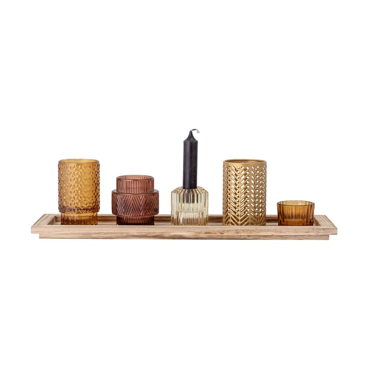 Sanga decoratieplateau met waxinelichtjeshouders 6-delig, Bruin Bloomingville