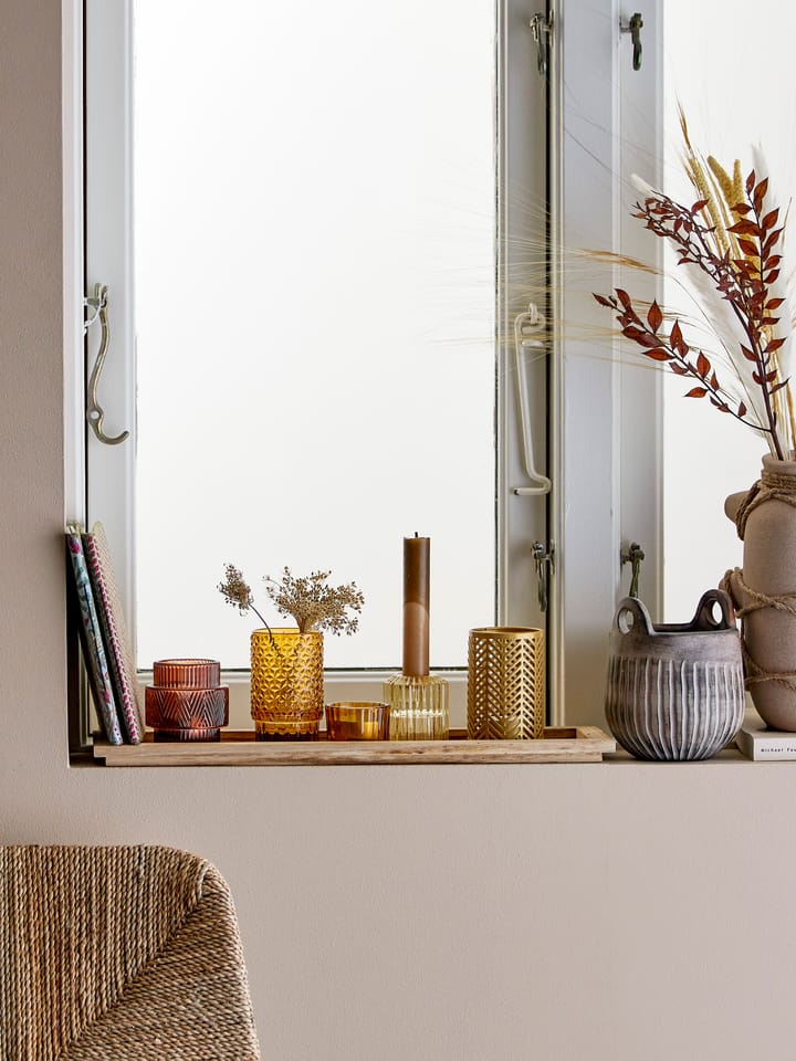 Sanga decoratieplateau met waxinelichtjeshouders 6-delig, Bruin Bloomingville