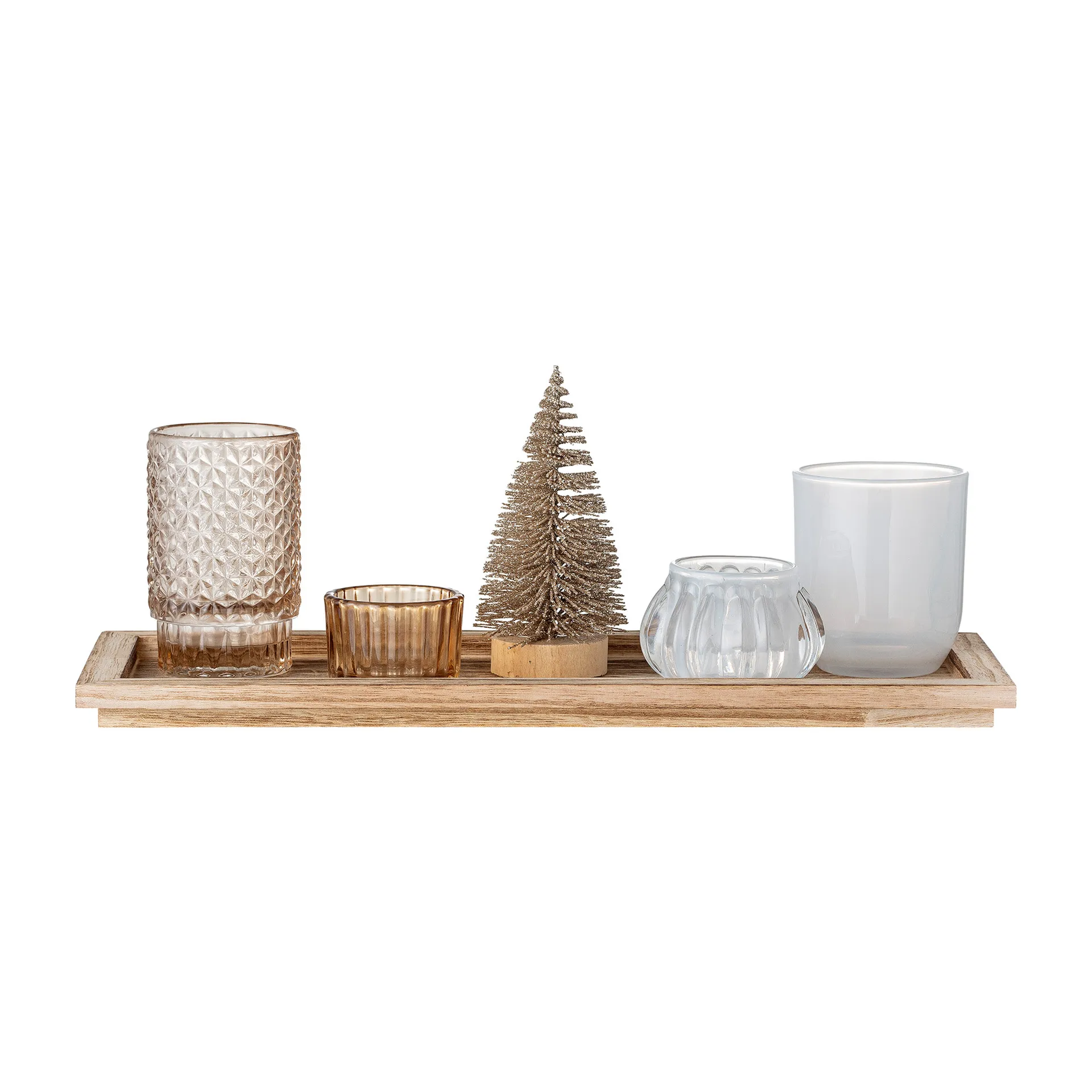 Sanga decoratieplateau met waxinelichtjeshouders 6-delig, Gold Bloomingville