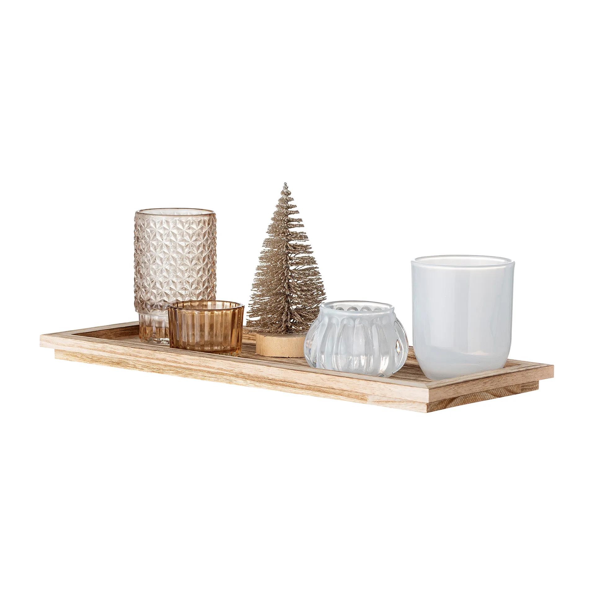 Sanga decoratieplateau met waxinelichtjeshouders 6-delig, Gold Bloomingville