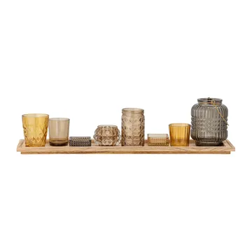 Sanga decoratieplateau met waxinelichtjeshouders 9-delig - Brown - Bloomingville