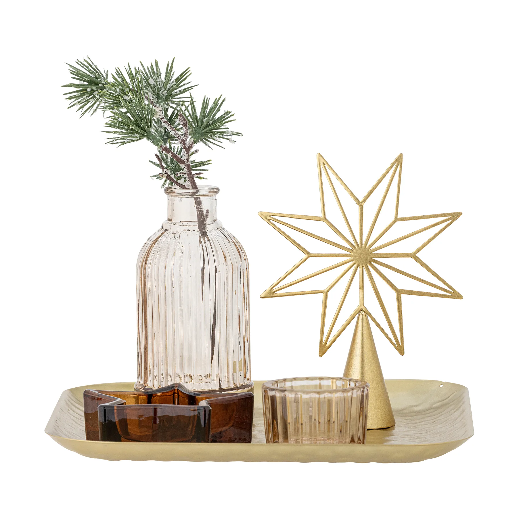 Sanga dienblad met decoratieobjecten, 6-delig, Goud Bloomingville