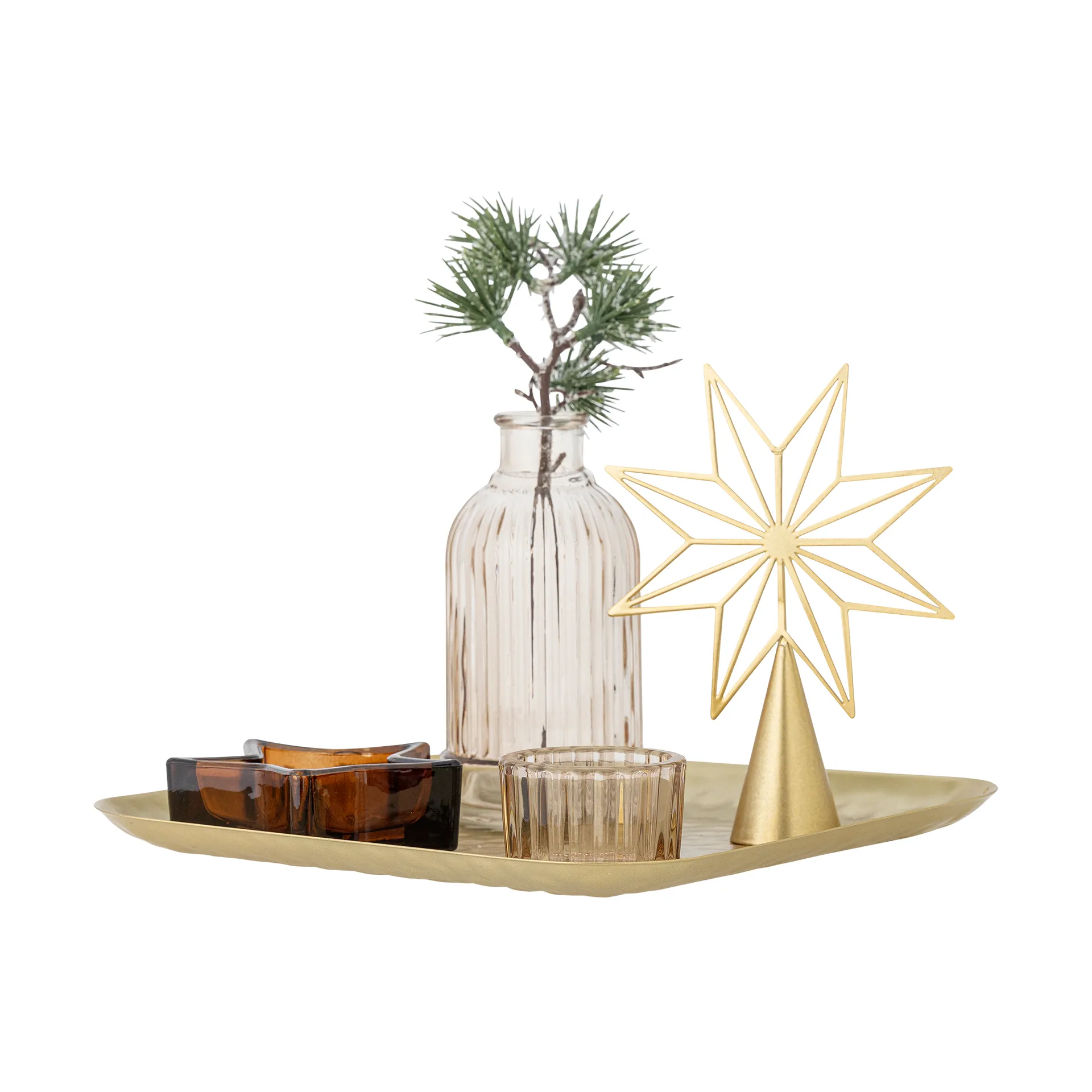 Sanga dienblad met decoratieobjecten, 6-delig, Goud Bloomingville