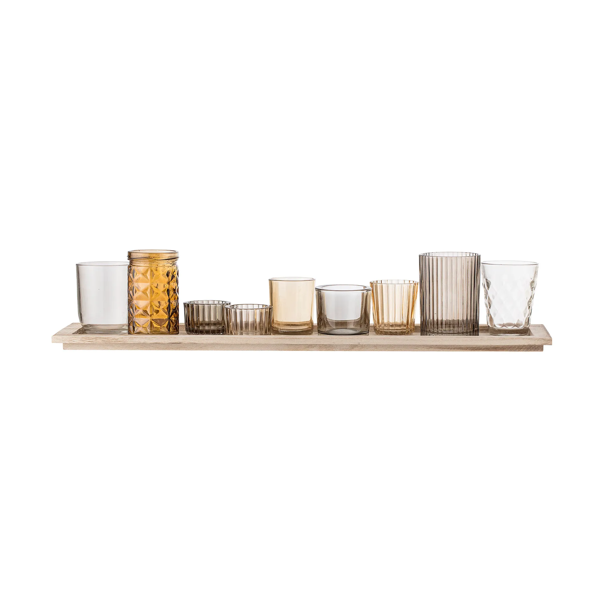 Sanga dienblad met kaarsenhouders 10-delig, Bruin Bloomingville