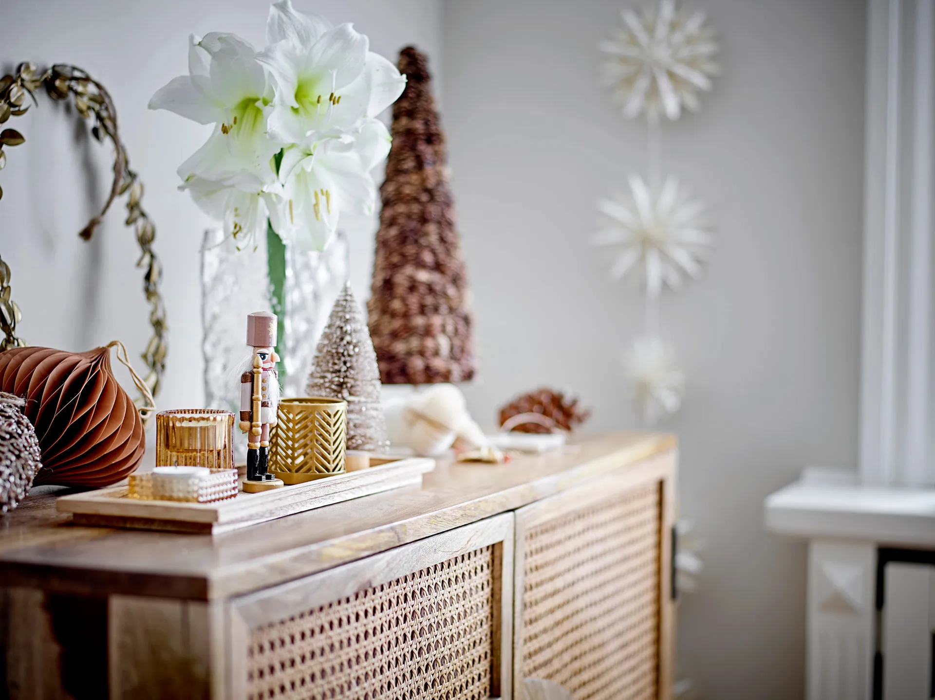 Sanga plateau met waxinelichthouders kerst 6-delig, Bruin Bloomingville