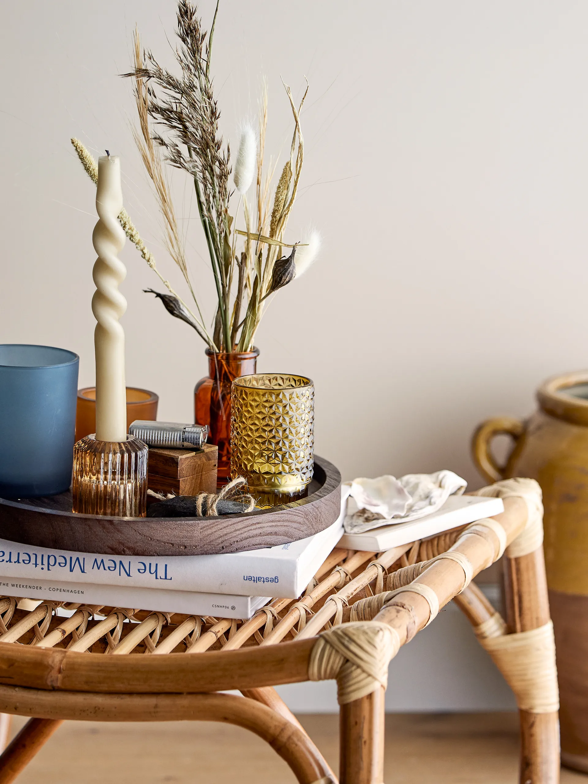 Sanga plateau met waxinelichtjeshouders 5-delig, Bruin-multi Bloomingville