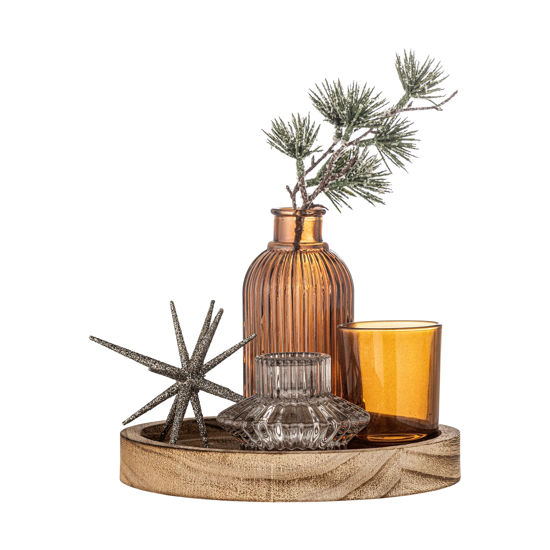 Sanga ronde dienblad met decoratieobject 6 delen, Goud Bloomingville