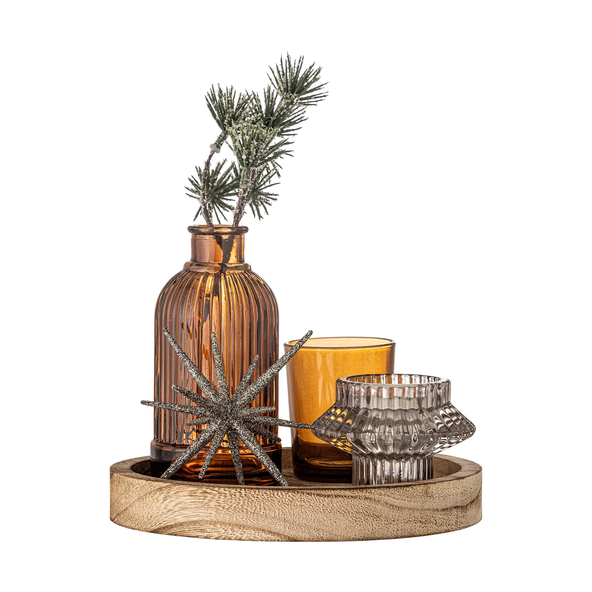 Sanga ronde dienblad met decoratieobject 6 delen, Goud Bloomingville