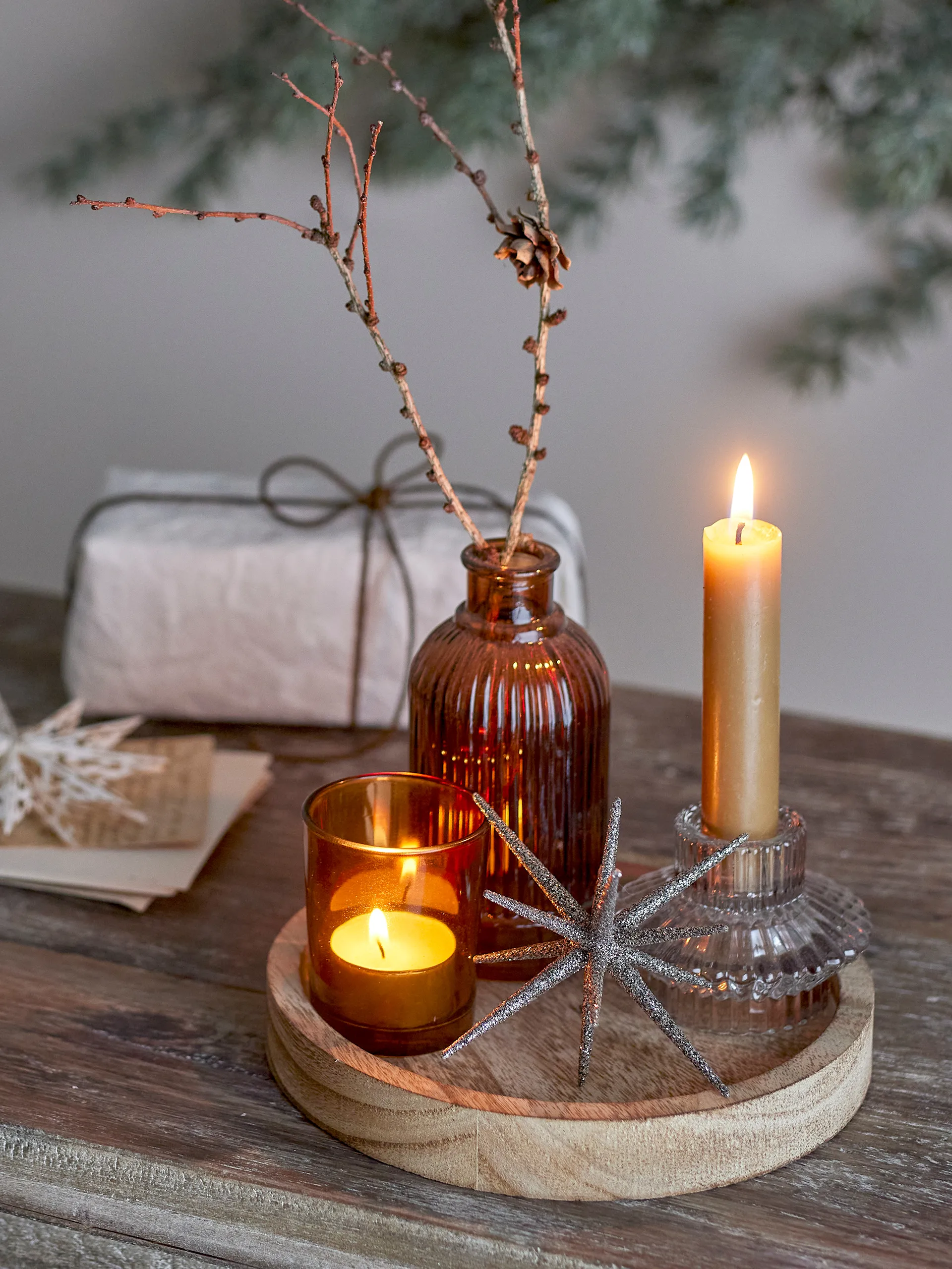 Sanga ronde dienblad met decoratieobject 6 delen, Goud Bloomingville