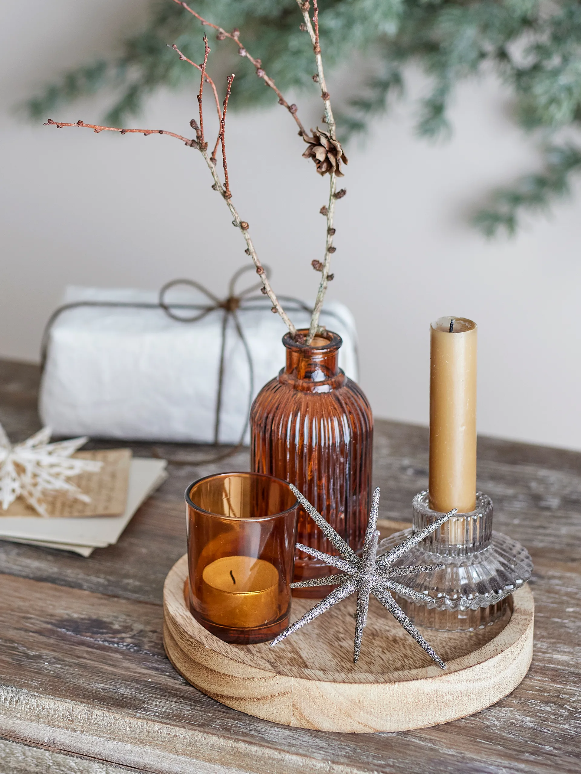 Sanga ronde dienblad met decoratieobject 6 delen, Goud Bloomingville