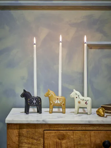 Siffer kandelaar - Zwart-bruin-wit, 3 delig, 10 cm - Bloomingville