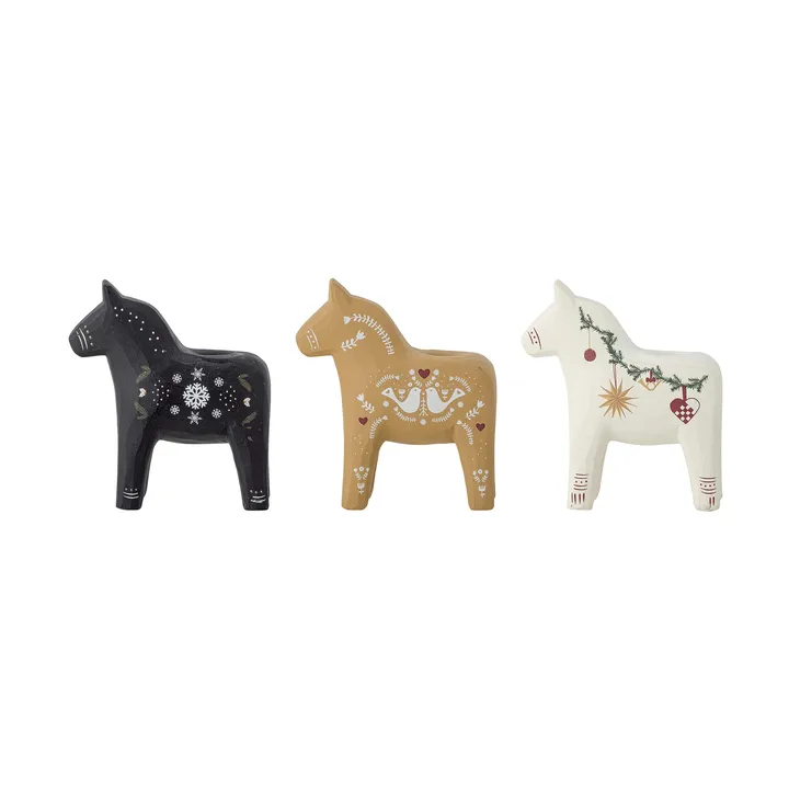 Siffer ljusstake - Zwart-bruin-wit, 3 delig, 10 cm - Bloomingville