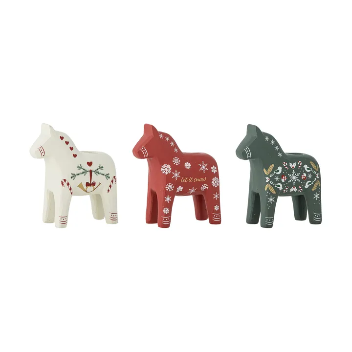 Siffer ljusstake - Wit-rood-groen, 3 delen, 10 cm - Bloomingville