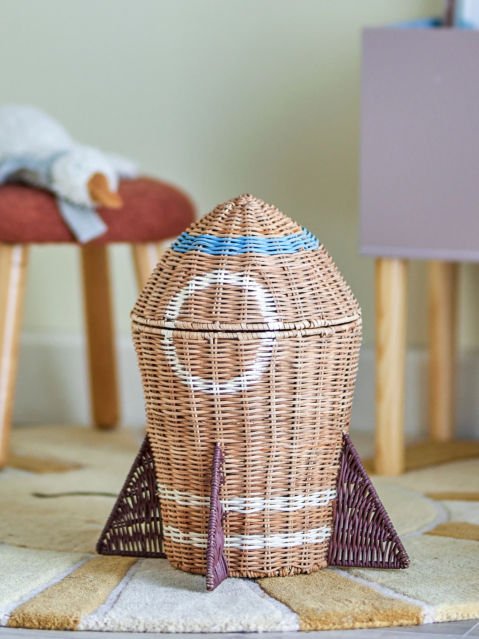 Space rattan mand met deksel 31x35 cm, Natuur Bloomingville