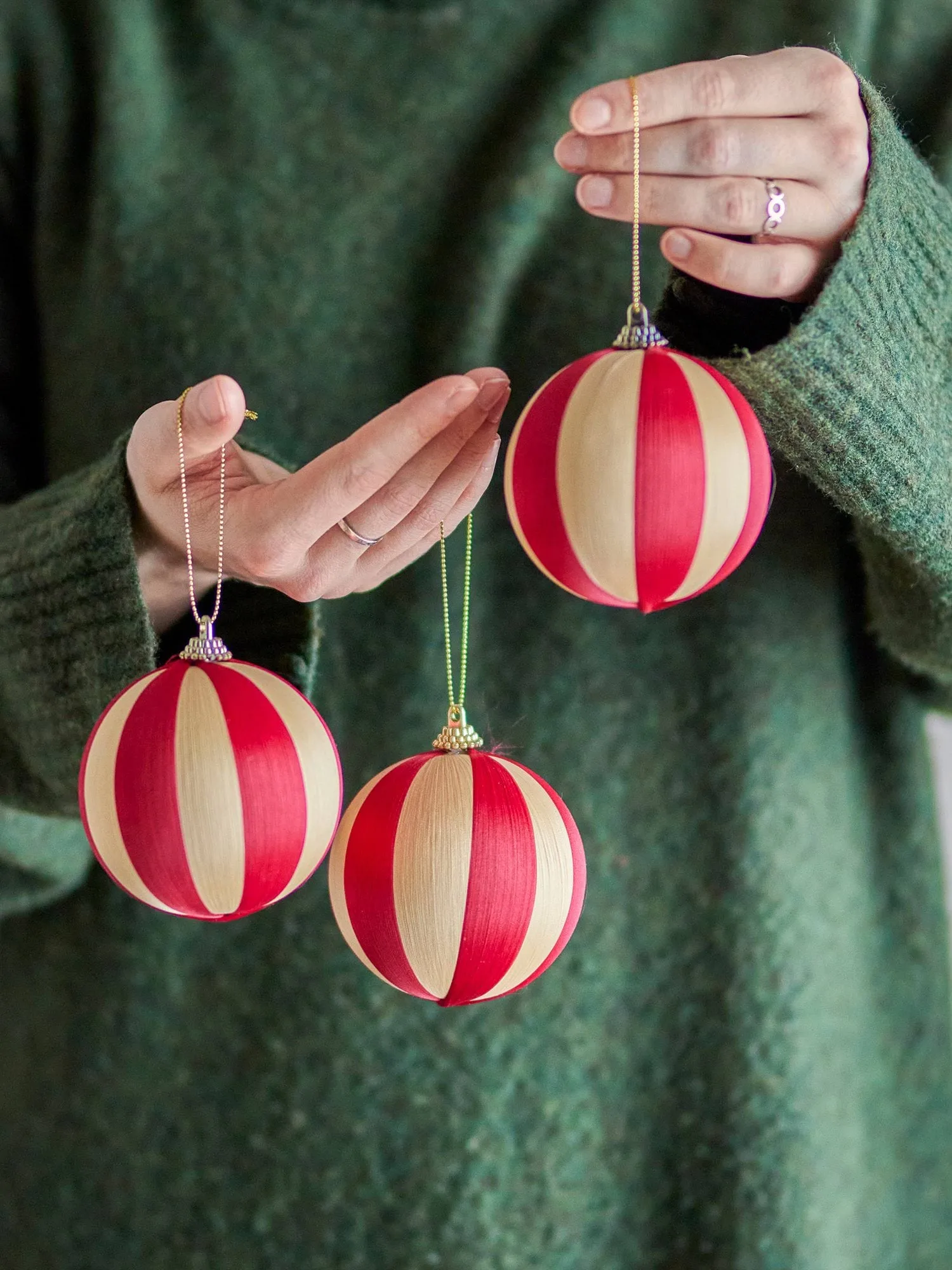 Wynn kerstbal, Rood, 3-pack, Ø8 cm Bloomingville