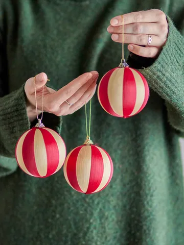 Wynn kerstbal - Rood, 3-pack, Ø8 cm - Bloomingville