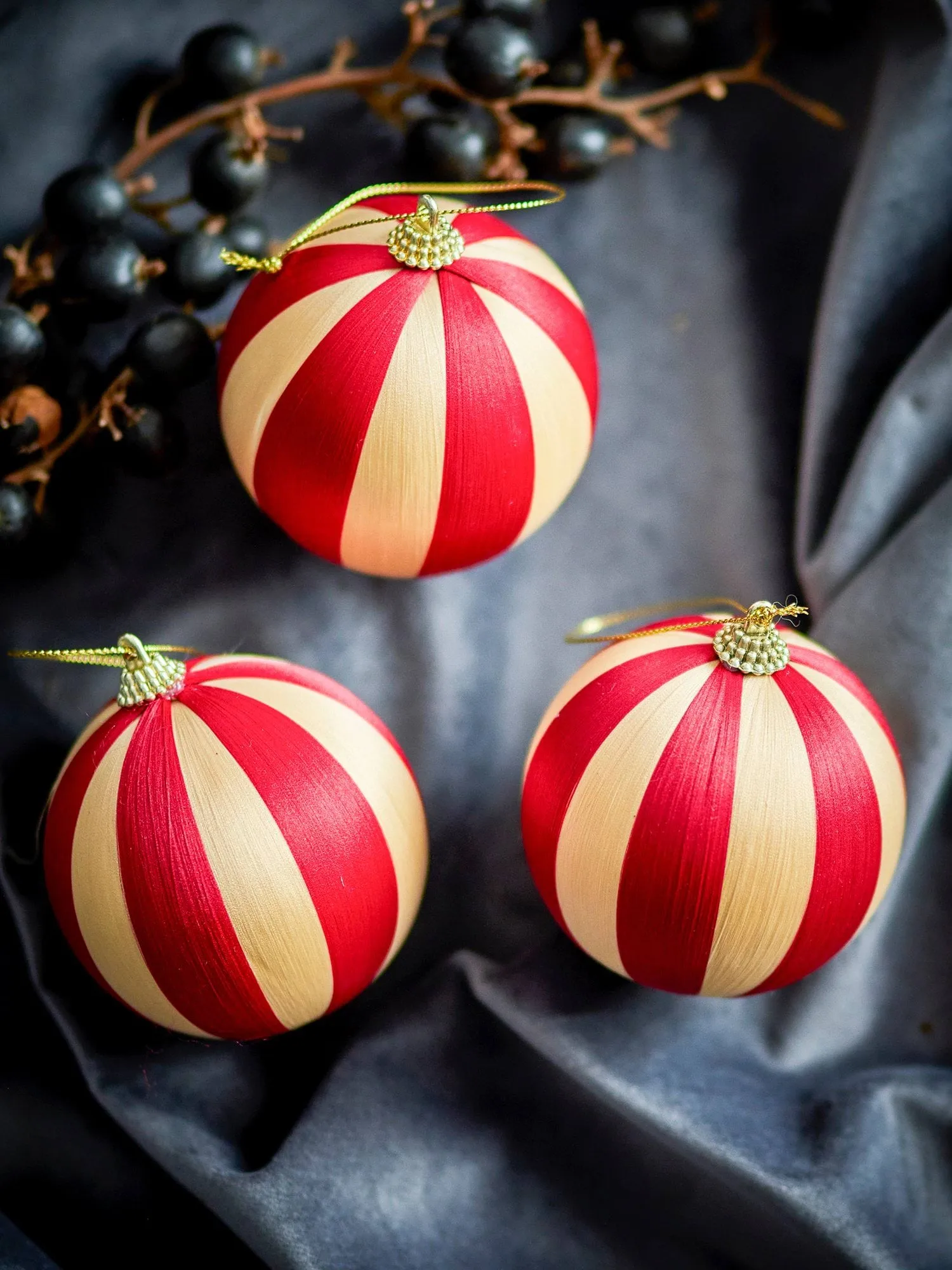 Wynn kerstbal, Rood, 3-pack, Ø8 cm Bloomingville