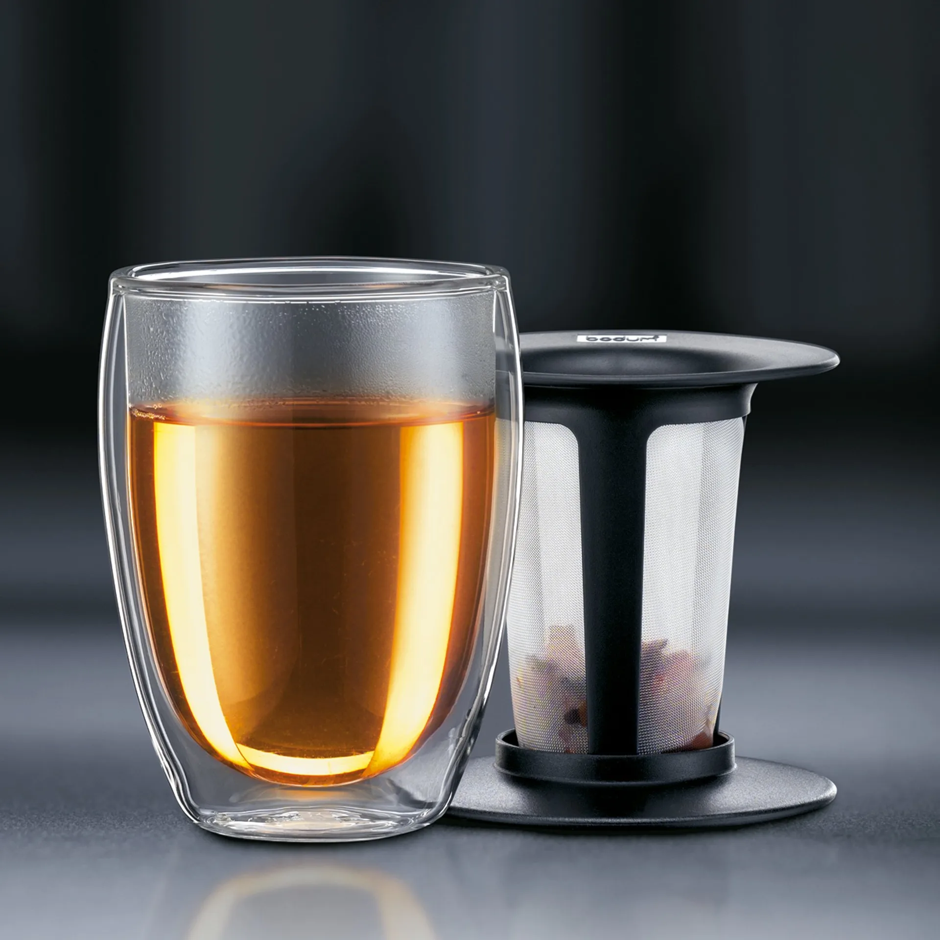 Tea For One glas met theezeef, zwart Bodum